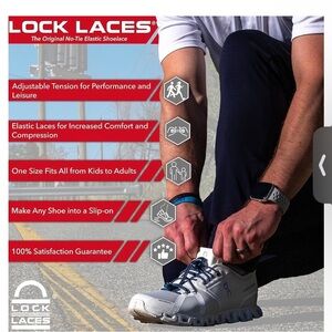 Lock Laces Elastic No-Tie Shoelaces - Navy Blue Set any shoes into slip ons